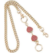 PandaHall Elite 35.2" Gold Purse Chain Strap Flat Chain Strap with Strawberry Link Extender Purse Extender Strap Purse Strap Replacement for Crossbody Shoulder Tote Underarm Bag Handbag Purse Clutch