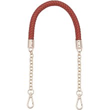 WADORN Leather Purse Handle Chain, 23.8 Inch PU Leather Braided Bag Chain Handle Short Handbag Handles Leather Shoulder Strap with Gold Swivel Buckles DIY Handmade Bag Making Accessories, Red Brown