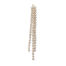 Honeyhandy 3 Rows Brass Crystal Rhinestone Cup Chain Big Pendants, Tassel Pendants, Light Gold, 66.5x6x2mm, Hole: 2mm