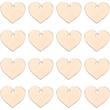 BENECREAT 30 Pack Heart Stamping Blank Tag Pendant Charms 16.5x19.5mm/0.65x0.75" with Storage Box for Bracelet Necklace Jewelry DIY Craft Making, Light Gold