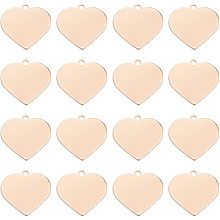 BENECREAT 30 Pack Heart Stamping Blank Brass Tag Pendant Charms 0.7x0.8" with Storage Box for Bracelet Necklace Jewelry DIY Craft Making, Light Gold