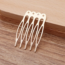 Honeyhandy Iron Hair Comb Findings, with Loops, Light Gold, 40x27x0.8mm