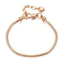 Honeyhandy Brass European Style Bracelet Making, with Iron Extender Chain, Light Gold, 7-5/8 inch(195mm)x2.5mm