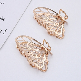 Honeyhandy Alloy Claw Hair Clips, Butterfly, Light Gold, 80x50mm