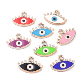 Honeyhandy CCB Plastic Enamel Pendants, Evil Eye, Mixed Color, 14.5x21x2.5mm, Hole: 2.2mm