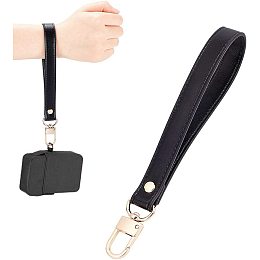 WADORN Leather Wristlet Strap, 8.2 Inch PU Leather Keychain Holder Cellphone Purse Hand Wrist Strap Key Wallet Wrist Lanyard Replacement Clutch Bag Wristlet for Men Women, Black