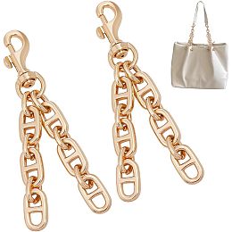 UNICRAFTALE about 2Pcs Bag Extender Chains Alloy Mariner Purse Chain 12cm Light Gold Double Layer Shoulder Bag Strap Extender Chains with Swivel Lobster Claw Clasp for Bag Straps Replacement