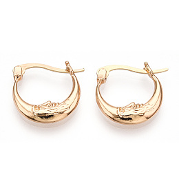 Honeyhandy Brass Hoop Earrings, Crescent Moon Earrings, Light Gold, 18x22x3mm, Pin: 2x1mm