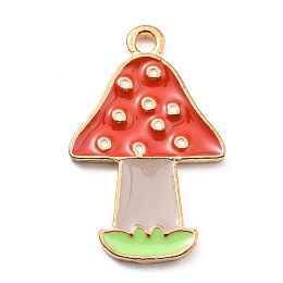 Thanksgiving Day Alloy Enamel Pendants, Light Gold, Mushroom, 23x14.5x1.5mm, Hole: 1.7mm