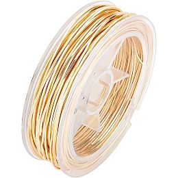 BENECREAT 33 Feet 21Gague Square Copper Wire, Light Gold Tarnish - Resistant Copper Craft Wire for Jewelry Making, Making Hobby Craft, Floral, Decorations