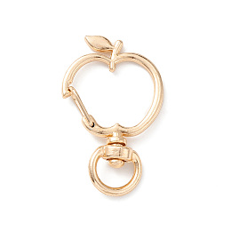 Honeyhandy Apple Alloy Swivel Clasps, Long-Lasting Plated, Light Gold, 38x23.5x6mm, Hole: 8.5x4.5mm