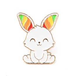 Honeyhandy Colorful Animal Enamel Pin, Gold Plated Alloy Badge for Backpack Clothes, Rabbit Pattern, 29.5x24x1.5mm,