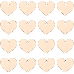 BENECREAT 30 Pack Heart Stamping Blank Tag Pendant Charms 16.5x19.5mm/0.65x0.75" with Storage Box for Bracelet Necklace Jewelry DIY Craft Making, Light Gold