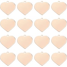 BENECREAT 30 Pack Heart Stamping Blank Brass Tag Pendant Charms 0.7x0.8" with Storage Box for Bracelet Necklace Jewelry DIY Craft Making, Light Gold