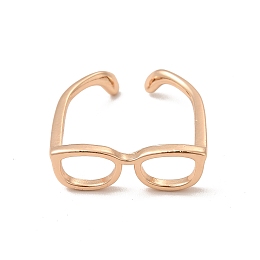 Honeyhandy Brass Glasses Frame Open Cuff Ring for Women, Light Gold, Inner Diameter: 17mm