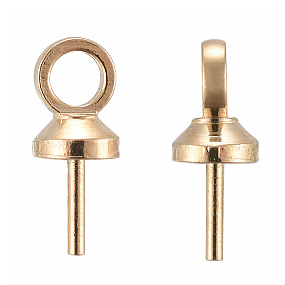 Honeyhandy Brass Peg Bails Pendants, For Half Drilled, Light Gold, 6.3x3mm, Hole: 1.2mm, Pin: 0.55mm