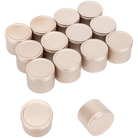 PH PandaHall 1.7oz Metal Tins, 20 Pack Deep Solid Slip Top Round Tin Containers with Lids Metal Storage Tin Jars for Cosmetics, Party Favors and Gifts, Light Gold