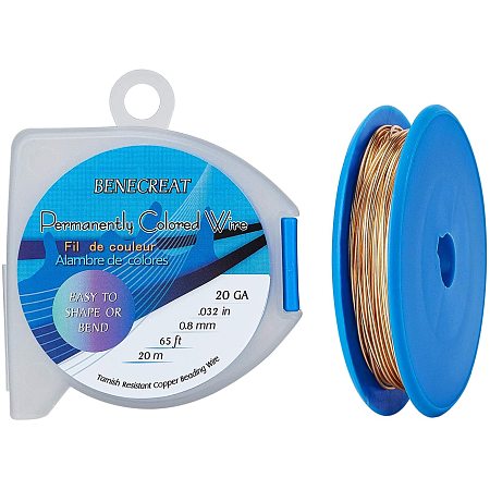 BENECREAT 20 Gauge 65 Feet/20 Yard Gold Jewelry Wire Tarnish Resistant Copper Wire for Jewelry Beading Craft Making