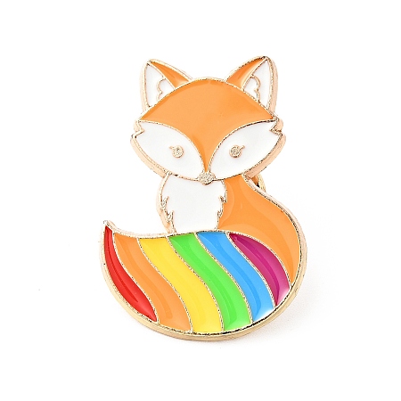 Honeyhandy Colorful Animal Enamel Pin, Gold Plated Alloy Badge for Backpack Clothes, Fox Pattern, 29.5x21x1.5mm