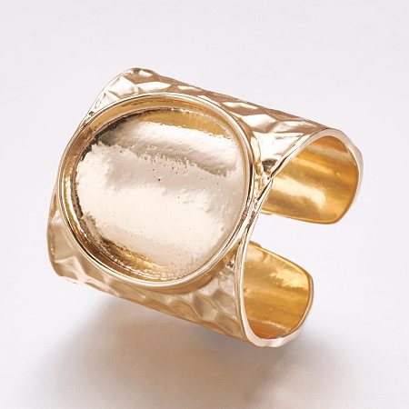 Honeyhandy Cuff Brass Pad Finger Ring Settings, Size 9, Light Gold, Tray: 16.5x15mm, 19mm