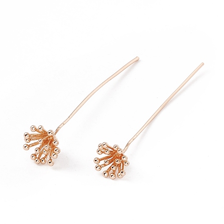 Honeyhandy Brass Flower Head Pins, Vintage Decorative for Hair DIY Accessory, Light Gold, 51mm, Pin: 21 Gauge(0.7mm)