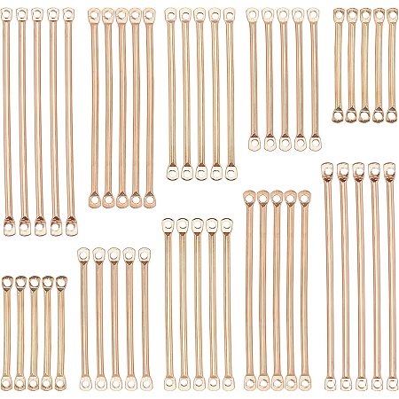 SUNNYCLUE 1 Box 150Pcs 5 Size Bar Link Charm Iron Earring Bar Connectors 2 Hole Stick Strip Long Vertical Rectangle Blanks Pendants for Jewelry Making Charms Findings Accessory, Gloden