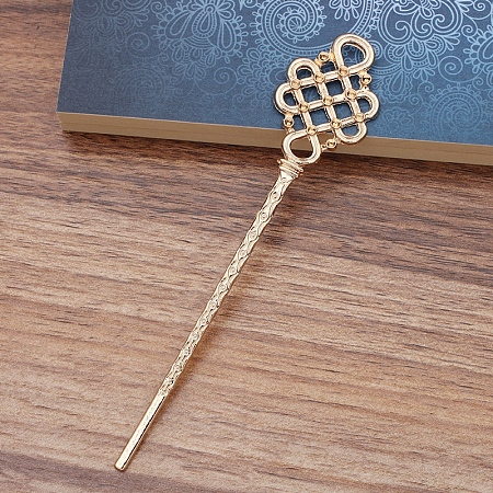 Honeyhandy Alloy Hair Stick Findings, Light Gold, 144x29x3mm