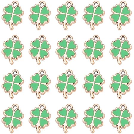 NBEADS 100 Pcs Four Leaf Charms Pendents, St. Patrick's Day Enamel Shamrock Charms Lucky Clover Resin Pendants for DIY Crafting Jewelry Making