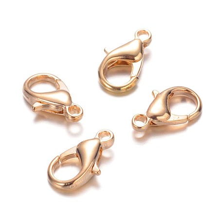 Honeyhandy Zinc Alloy Lobster Claw Clasps, Parrot Trigger Clasps, Cadmium Free & Lead Free, Light Gold, 16x8mm, Hole: 2mm