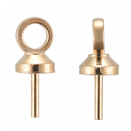 Honeyhandy Brass Peg Bails Pendants, For Half Drilled, Light Gold, 7x3mm, Hole: 1.5mm, Pin: 0.6mm