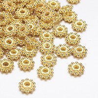 ARRICRAFT Gear Tibetan Style Alloy Spacer Beads, Lead Free & Cadmium Free & Nickel Free, Golden, 6.5mm, Hole: 2mm