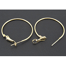 Honeyhandy Golden Brass Hoop Earrings, DIY Material for Basketball Wives Hoop Earrings, Nickel Free, 40x1.2mm