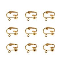 ARRICRAFT 10pcs Golden Iron Clip-on Earring Components for Non-pierced Ears Size 15.5x13.5x7mm Nickel Free