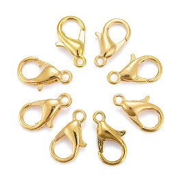 ARRICRAFT Golden Tone Zinc Alloy Lobster Claw Clasps, Parrot Trigger Clasps, Cadmium Free & Nickel Free & Lead Free, 12x6mm, Hole: 1.5mm