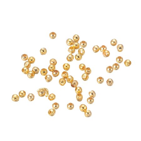 NBEADS 10000 Pcs Iron Spacer Beads, Nickel Free, Round, Golden, about 2mm in diameter, hole: 0.8mm