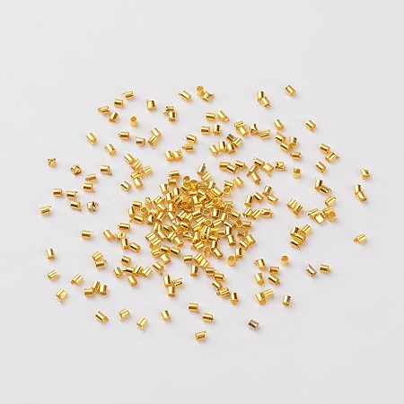 Honeyhandy Brass Crimp Beads, Cadmium Free & Nickel Free & Lead Free, Tube, Golden, about 1.5mm in diameter, hole: 1mm