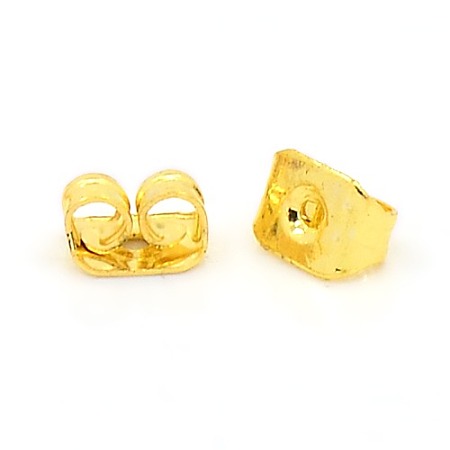 Honeyhandy Iron Ear Nuts, Earring Backs, Nickel Free, Golden, about 6mm long, 3.5mm wide, 2.5mm high, hole: 0.7~1.0mm