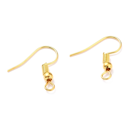 Honeyhandy Iron Earring Hooks, with Horizontal Loop, Dangle Earring Findings, Nickel Free, Golden, 17~19x18mm, Hole: 2mm, Pin: 0.6mm