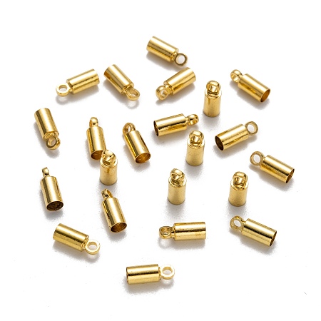 Honeyhandy Brass Cord Ends, Nickel Free, Golden, 9x3.5mm, Hole: 1.5mm, 3mm inner diameter