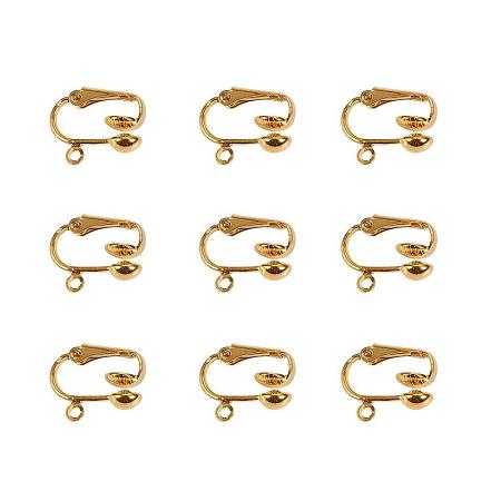 ARRICRAFT 10pcs Golden Iron Clip-on Earring Components for Non-pierced Ears Size 15.5x13.5x7mm Nickel Free