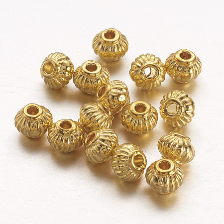 Honeyhandy Tibetan Style Alloy Spacer Beads, Metal Findings Accessories for DIY Crafting, Lead Free, Cadmium Free and Nickel Free, Lantern, Golden Color, about 5mm in diameter, 4mm long, hole: 1.5mm