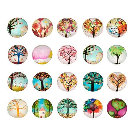 ARRICRAFT 200PCS 12mm Tree of Life Printed Half Round Dome Glass Cabochons for Jewelry Making