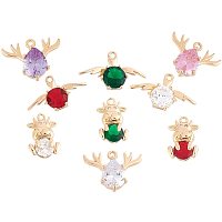 SUNNYCLUE 1 Box 3 Styles Glass Rhinestone Pendants Crystal Christmas Reindeer Angel Cow Charms with Micro Pave Clear Cubic Zirconia for Women Beginners DIY Earring Necklace Bracelet Jewellery Making
