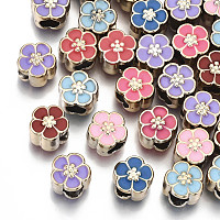Arricraft UV Plating Acrylic European Beads, with Enamel, Large Hole Beads, Mixed Color, Flower, Light Gold, 10.5x11x8mm, Hole: 5mm