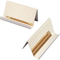 NBEADS 2 Pcs Stainless Steel Business Card Holder, Light Gold Professional Name Card Holder Desktop Card Display Stand Metal Business Cards Rack Organizer for Home Office Desk