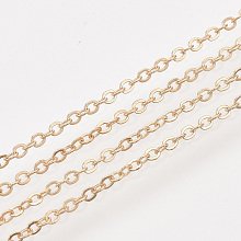 Honeyhandy Iron Cable Chains, Soldered, with Spool, Flat Oval, Light Gold, 2x1.5x0.3mm, about 100yard/roll