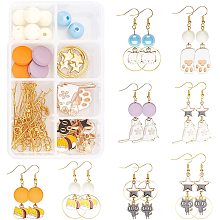 SUNNYCLUE 1 Box DIY 8 Pairs Cat Themed Earring Making Kits 4 Styles Enamel Cat Charms Star Links Connectors & Acrylic Ball Beads for Beginners Jewelry Making Supplies