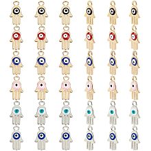 SUPERFINDINGS About 120pcs 6 Color 0.57x0.31inch Alloy Enamel Evil Eye Charms Hamsa Hand Eye Pendant Bead Hand of Fatima with Evil Eye Charms Miriam Symbol Hand for DIY Jewelry Craft Making