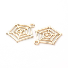 Honeyhandy Halloween Theme Alloy Pendants, Spider Web Shap, Golden, 26.5x24.5x1.5mm, Hole: 2mm