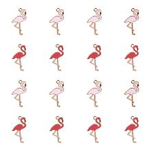 PandaHall Elite 30pcs Pink & Red Flamingo Bird Alloy Enamel Pendants Charms for DIY Bracelet Necklace Earring Making